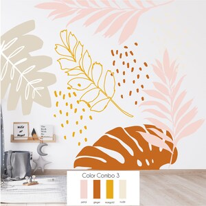 Large leaf abstract fabric wall decal mural image 4