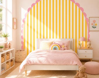Abnehmbarer Wandaufkleber „Sunshine Stripe Scallop Arch“