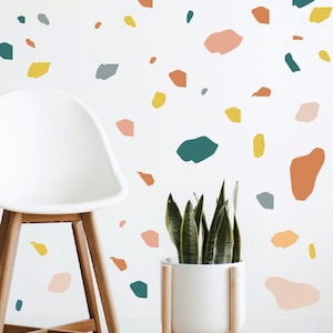 Calcomanías de pared de terrazo opaco: decoración moderna abstracta, 175 piezas