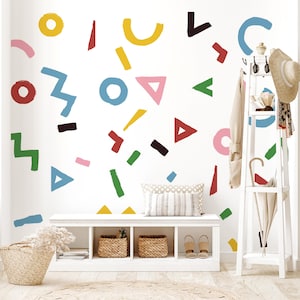 Abstract Wall Decals - Bright pattern, Colorful, Rainbow, Abstract, Shapes, Pattern, Modern Wall Art, Home Office Decor