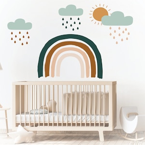 Teal Boho Rainbow Wall Decal - Rainbow Nursery Self Adhesive Peel and Stick Mural - Large Jumbo Sizes - Playroom Decor