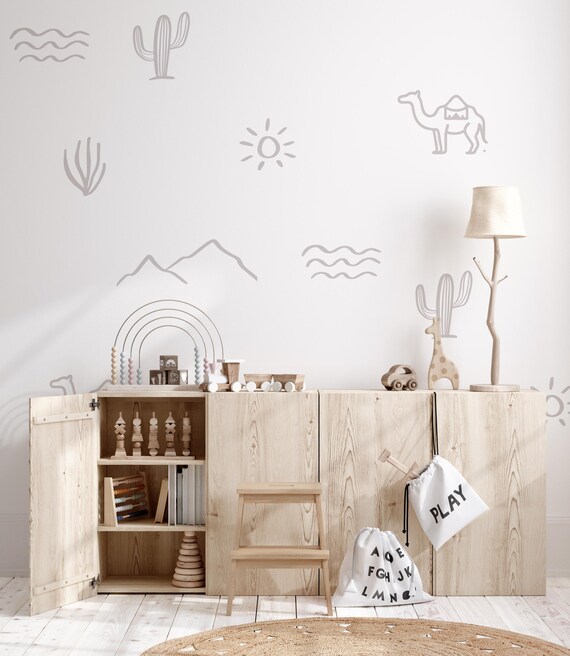 Desert Cactus Wall Decals: Boho Nursery Decor, Removable Vinyl Art