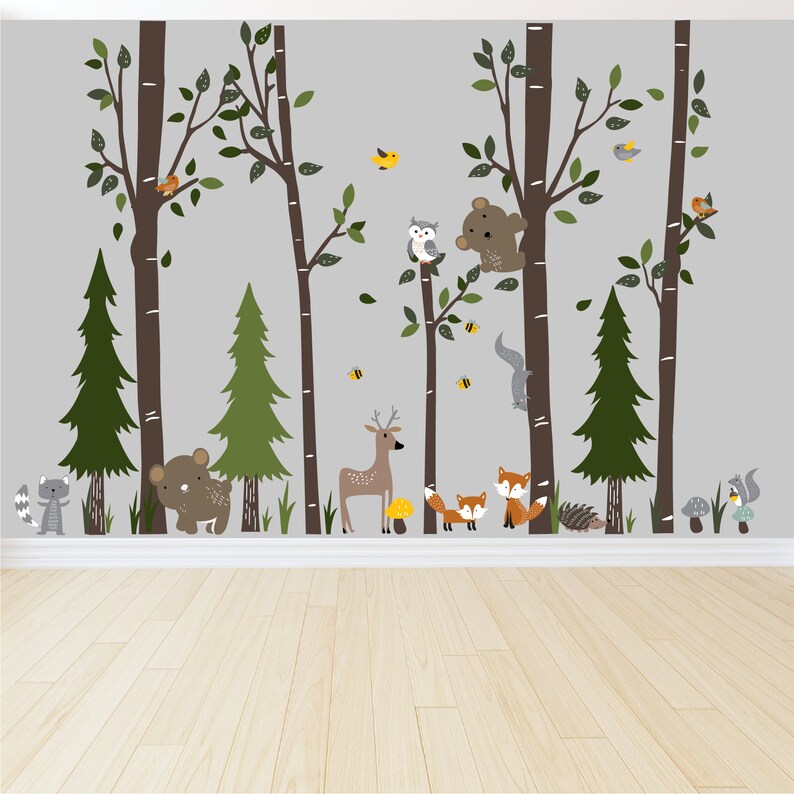 Forest Wall Decal Pine Tree Wall Decal Vinyl Wall Decal Etsy