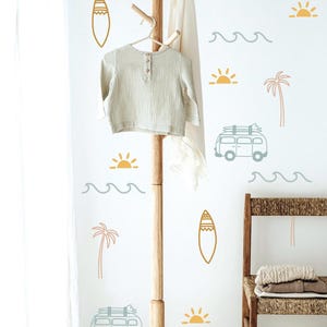 Vinyl Wall Decals - Ocean, Surfboard, Van, Palm Tree, Waves and Surf Decor