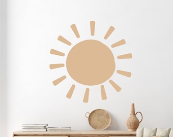 Calcomanía de pared de sol - Calcomanía de pared de sol boho - Adhesivo de pared de sol - sol dibujado a mano