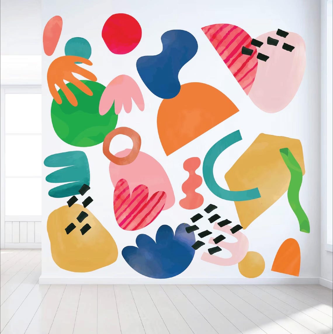Removable Peel and Stick Wall Decals – Large Abstract Shapes Wall ...