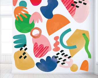 Kids Room Decals, Modern Abstract Shape Wall Decals for Offices, Churches & Large Spaces