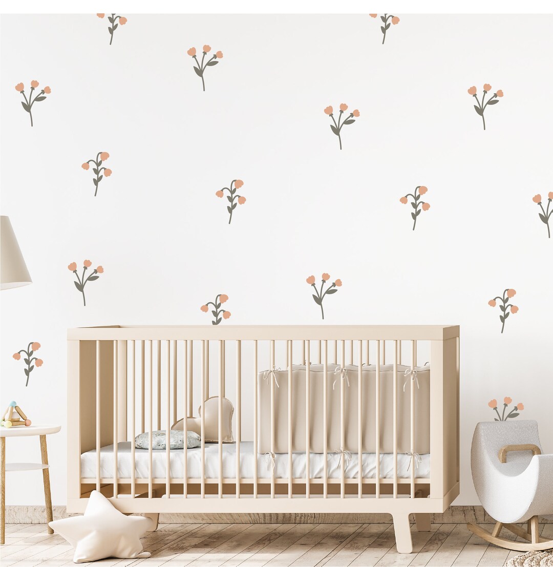 Boho Floral Nursery Wall Decals, Self-adhesive Fabric Stickers - Etsy