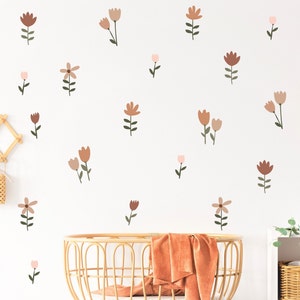 Flowers Fabric Wall Stickers - Removable & Reusable - Peel and Stick - Flower Wall Decor