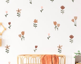 Flowers Fabric Wall Stickers - Removable & Reusable - Peel and Stick - Flower Wall Decor