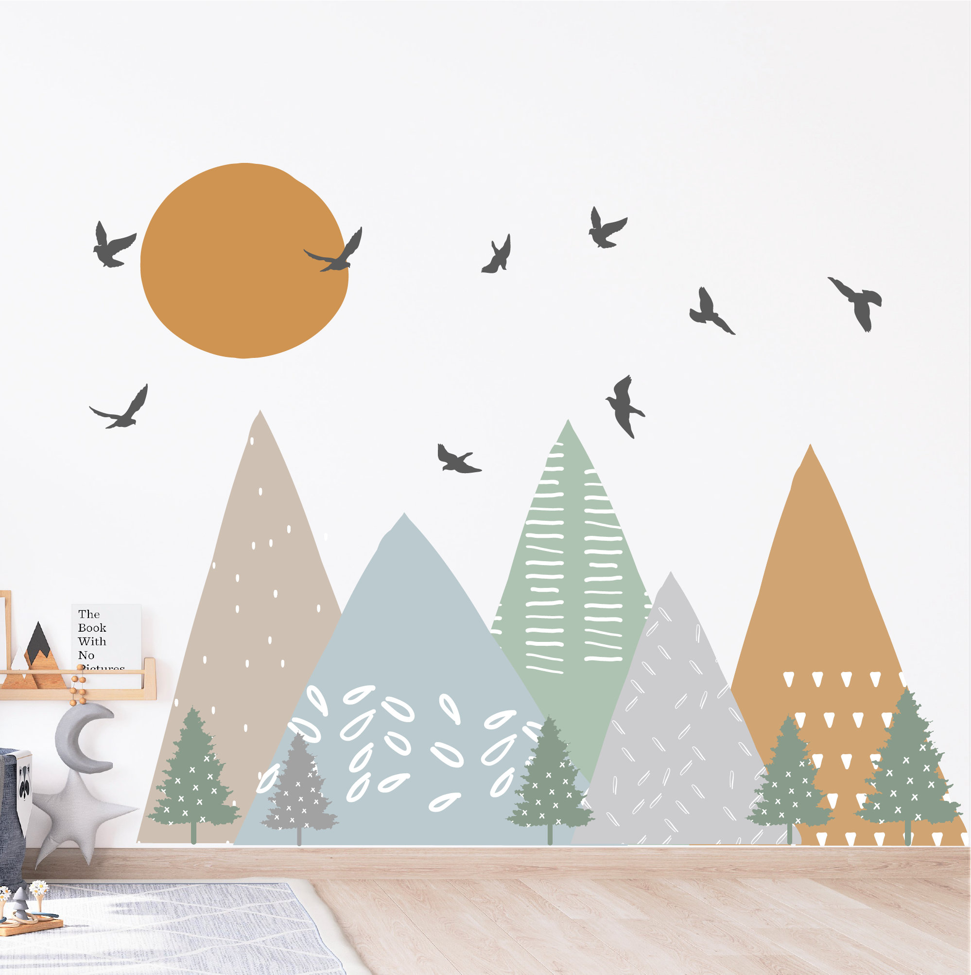 Carta da parati arcobaleno illustrazione bambini e adesivi murali