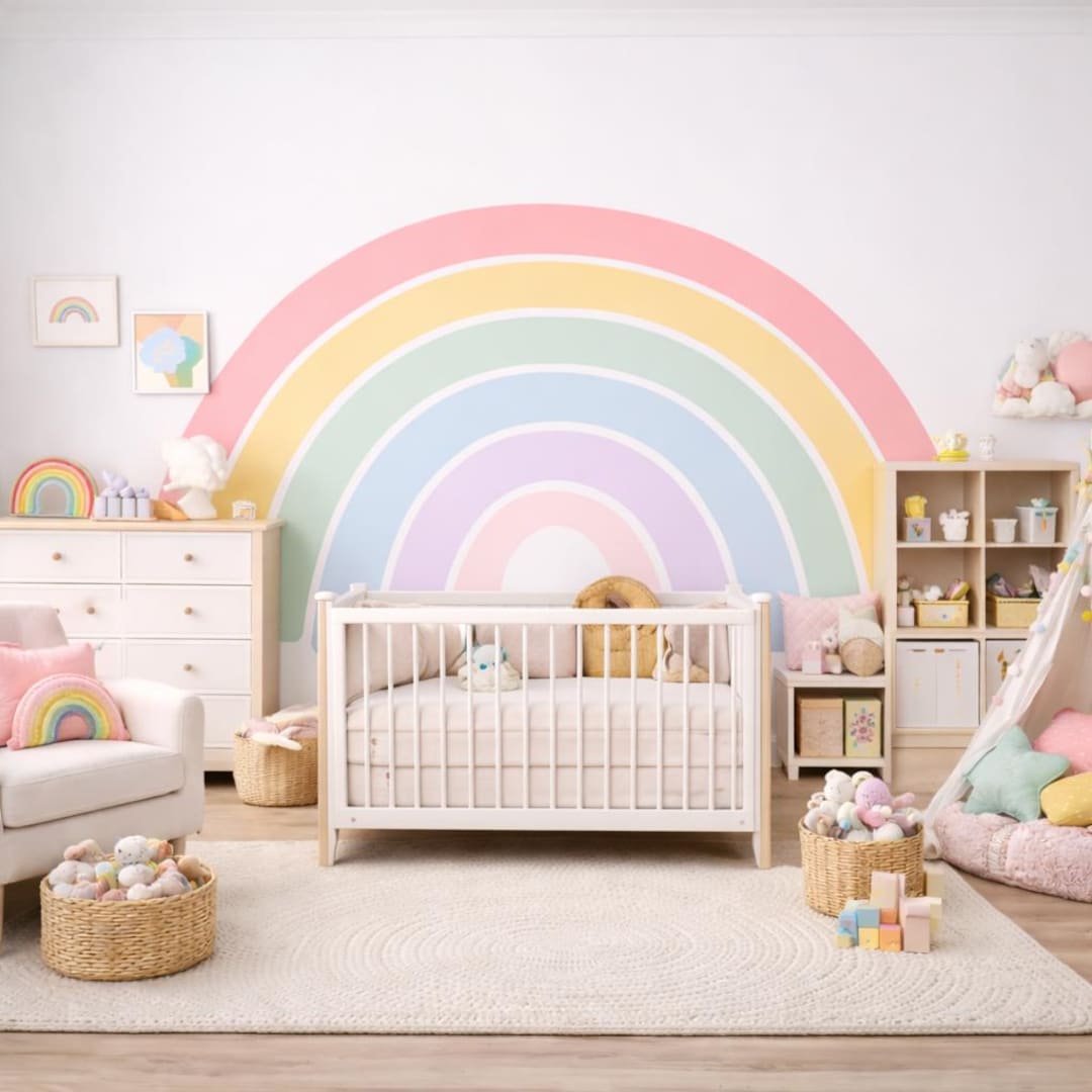 Pastel Rainbow Wall Decal, Large Nursery Decor, Kids Room Sticker - Etsy