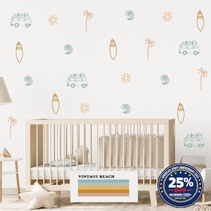 Boho Paradise Palm Tree Wall Decals, Sun Decals for Nursery, Tropical Kids Room Decor, Bohemian Nursery Wall Art, Boho Palm Tree Stickers