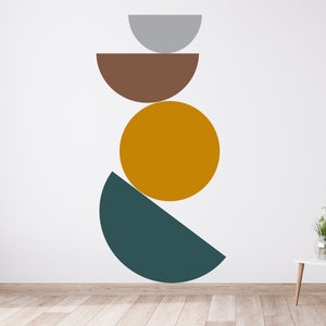 Naklejki ścienne z geometrycznymi, obracającymi się kształtami, nowoczesne, matowe dekoracje winylowe