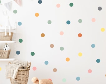 Peel and Stick Wall Decals - Circle Dot Wall Stickers - Pastel Polka Dot Removable Wall Decals  - Colorful Abstract Nursery Decor