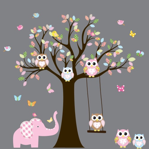 Wall Decals Nursery Tree Decal Wall Decal Tree Tree and Owls Etsy