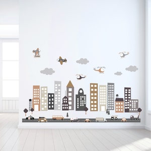 city wall decal kids, transportation wall decal for kids, stay at home diy project,nursery interior, gift for kids room