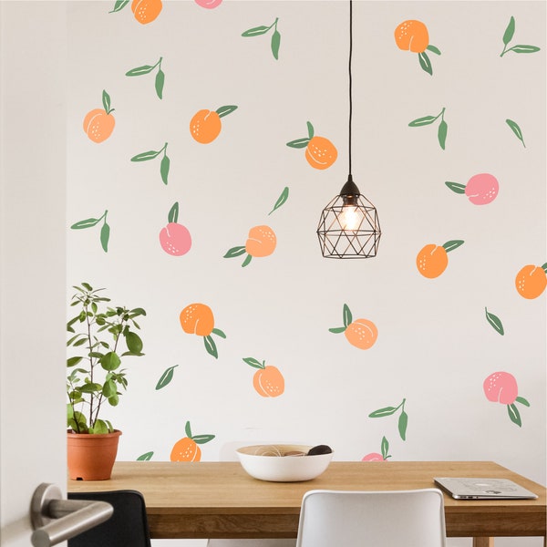 Sleek Simplicity: Minimalist Peach Shaped Wall Decals in Peel and Stick Fabric or Vinyl - Multi-Color Options Available-Kitchen decoration