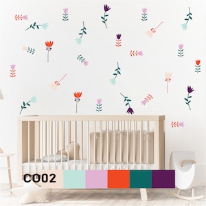 Flowers Fabric Wall Stickers - Removable & Reusable - Peel and Stick - Flower Wall Decor- multiple color options available