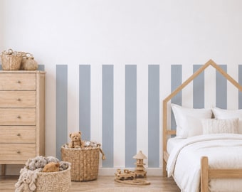 Muurstickers met blauwe strepen | Verwijderbare stoffen muurstickers | Losse strepen | Decoratie voor babykamer of kinderkamer