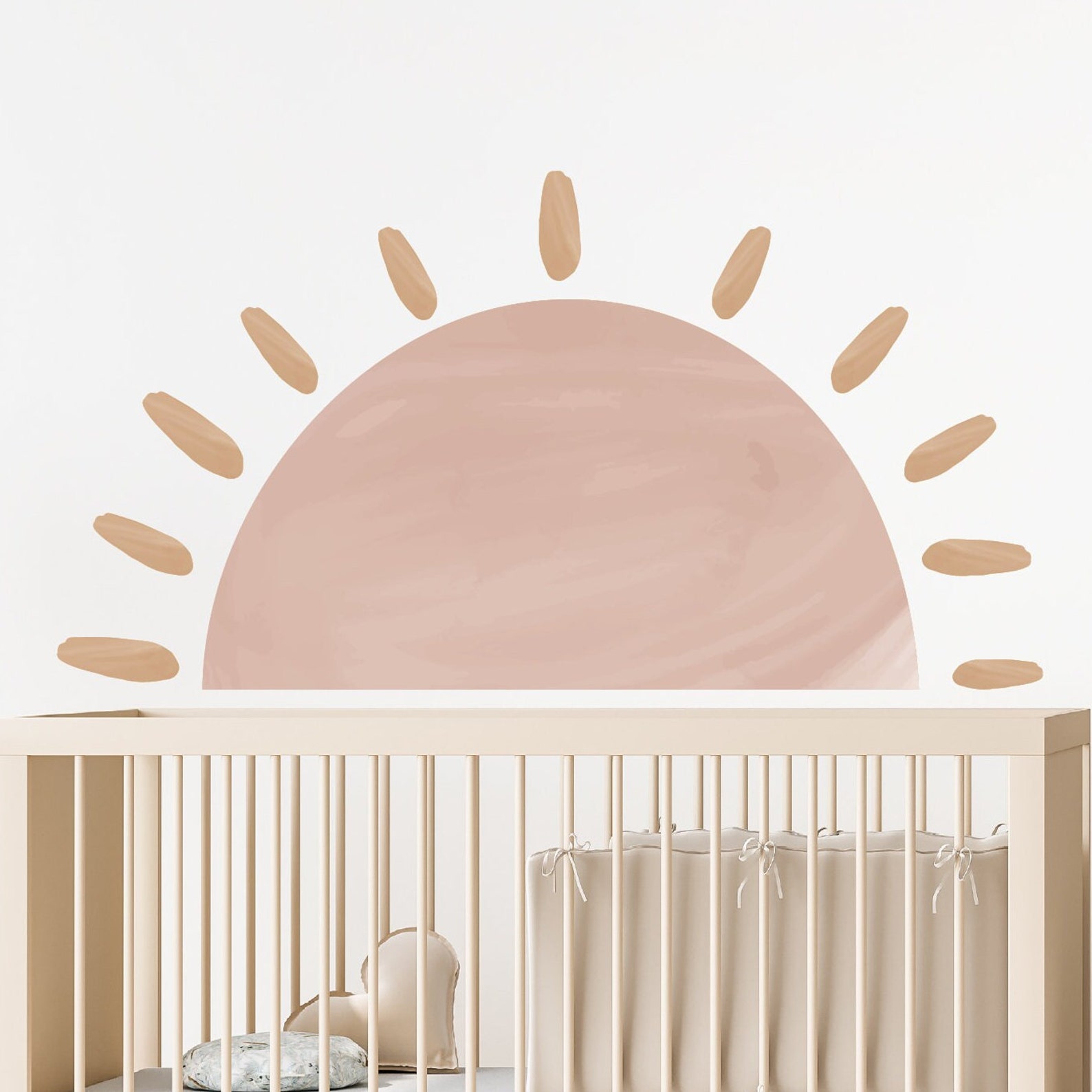 Nursery Wall Decals, Watercolor Sun Wall Decal – Boho Nursery Decor ...