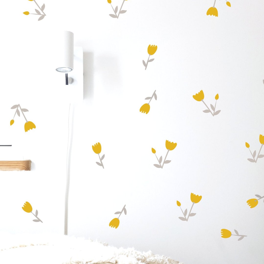 Wall Decals Yellow Tulips Fabric Wall Stickers Removable & Reusable