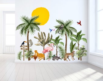 Nursery Wall Decals, Watercolor Jungle Safari Wall Decals - Kids Nursery Decor