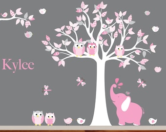 Wall decals nursery - Nursery wall decal - Elephant decal - Children Wall decal - Nursery Tree Decal