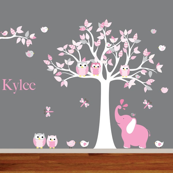 Wall decals nursery - Nursery wall decal - Elephant decal - Children Wall decal - Nursery Tree Decal