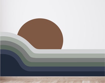 Wall Decal - Classic Retro Stripes Mural - Peel and Stick Wall Decals - Kids Room Decor