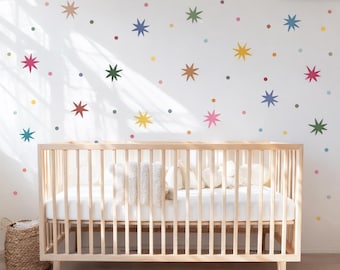 Fantazyjne, zdejmowane naklejki ścienne z winylu w gwiazdki i kropki