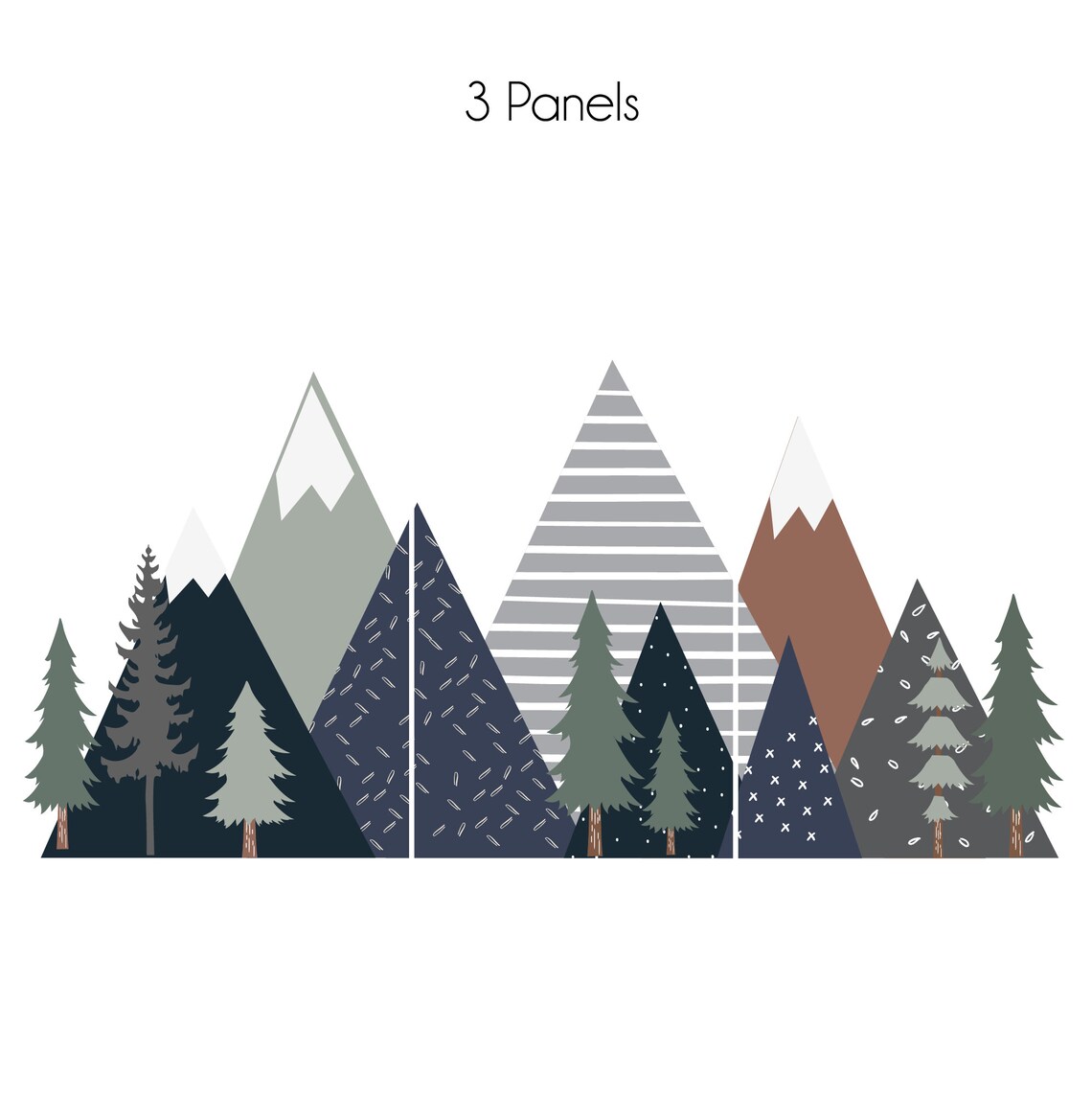 Mountain Wall Decals Navy Blue and Sage Earth Colored Etsy