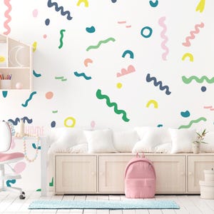 Abstract Fabric Peel and Stick: Colorful Rainbow Shapes Custom Wall Decals