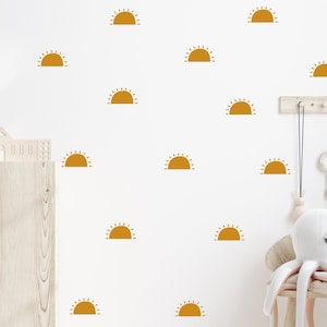 Wall Decal - Mustard Boho Sun - Sun Wall Sticker - Half Sun Wall Decals - Available in over 50 Colors