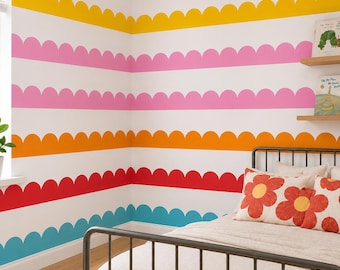 Muursticker met gelaagde geschulpte rand | Muurstickers met confetti-effect | Muurdecoratie voor kinderkamer | Muurstickers voor babykamer | Verwijderbare muurstickers