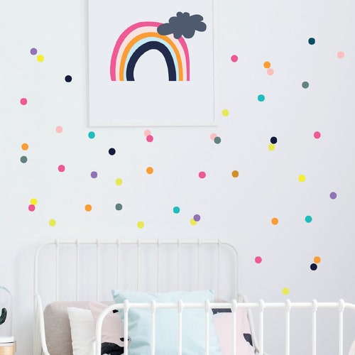 Rainbow Dot Wall Decals Colorful Wall Polka Dots Etsy