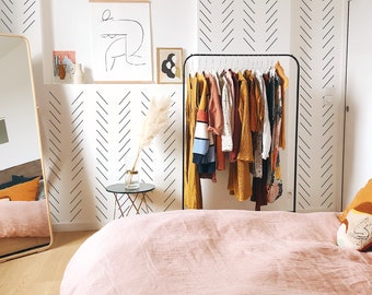Handmade Stripes Decal - Herringbone Wall Sticker Set - Nursery and Kids Wall Decor - Farmhouse Chic Herringbone Wall Decals - Easy-to-Apply