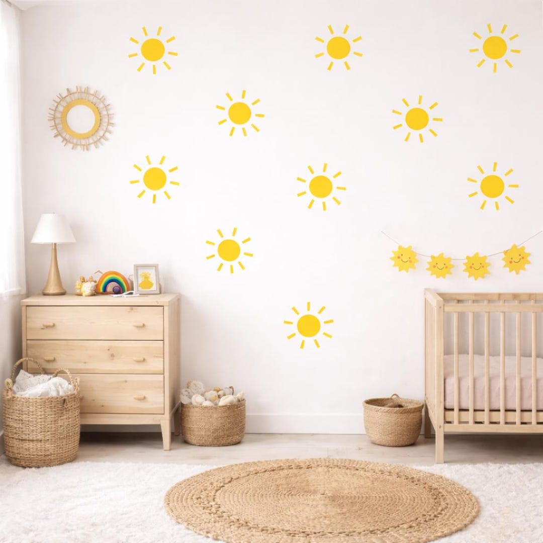 Boho Sun Nursery Wall Decals, Kids Room Sunshine Vinyl Stickers - Etsy
