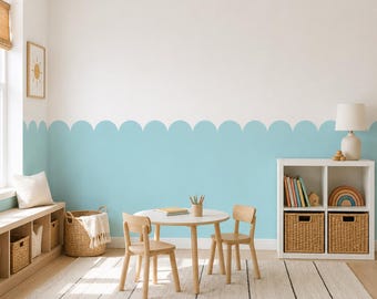 Verwijderbare muurstickers met geschulpte rand voor de kinderkamer, behang voor een halve muur.