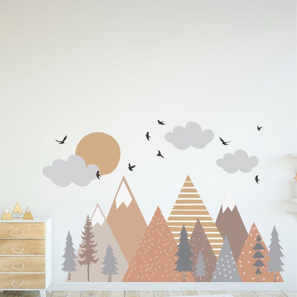 Triangle Shaped Mountain Wall Decals - Nursery Wall Decor - Mountain Mural - Peel and Stick Mountains