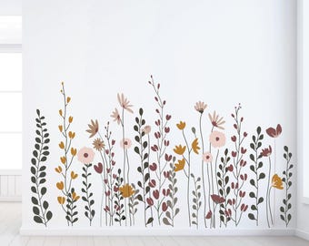 Kids Room Decals, Wildflower Wall Decal, Floral Stickers, Botanical Wall Art, Removable Flower Decals