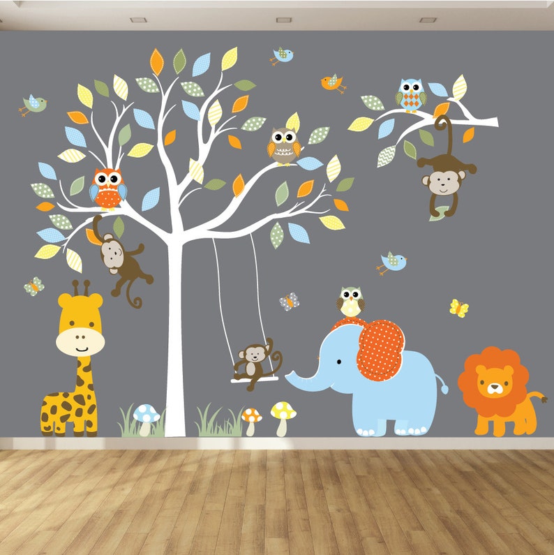 Jungle Safari Tree Tree Nursery Decal Kids Wall Sticker Etsy