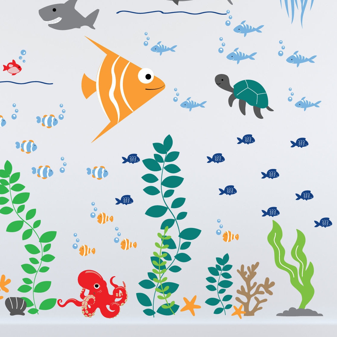 Baby shark wall decal shark wall decals under the sea wall Etsy
