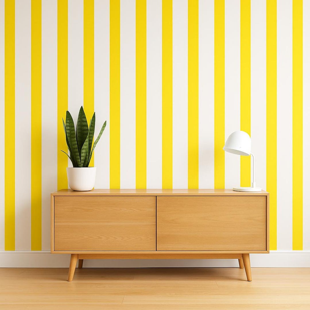 Yellow Vertical Stripe Wall Decals, 4 Inch Peel and Stick Stickers ...