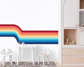 70s Retro Stripe Wall Decal: Vintage Fabric Removable Mural