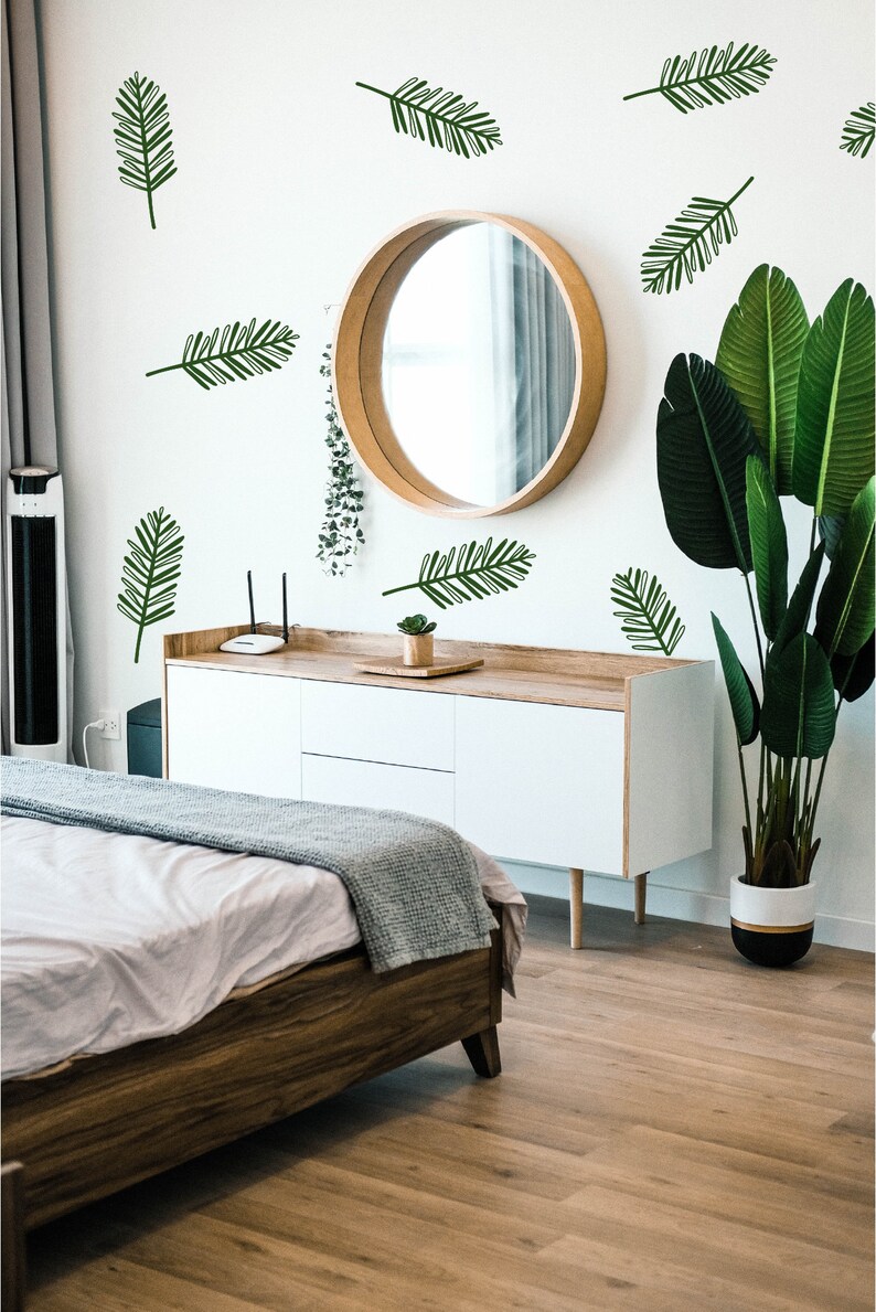 Palm leaf wall decals Tropical Leaf Decals Large palm Etsy