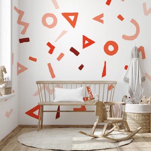 Abstract Wall Decals - Bright pattern, Colorful, Rainbow, Abstract, Shapes, Pattern, Modern Wall Art, Home Office Decor