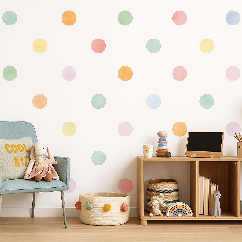 Nursery Wall Decals, Pastel Watercolor Polka Dot Wall Decals - Etsy