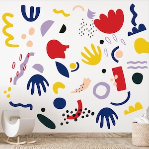 Shapes wall stickers - Abstract shape wall decals - Bright colorful wall sticker - Color geometric wall decals - Custom abstract wall decals