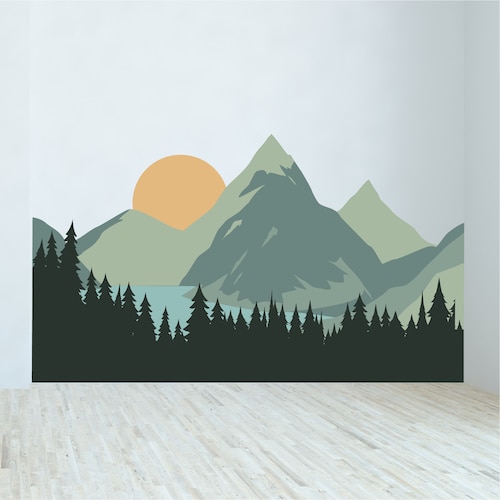 Removable Mountain Wall Decal / Mountain Wall Mural / Peel and Etsy